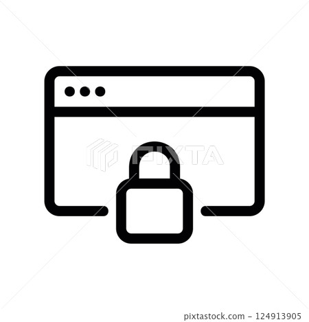 Outline application window with padlock icon signifying secure connection status Outline application window with padlock icon signifying secure connection status 124913905