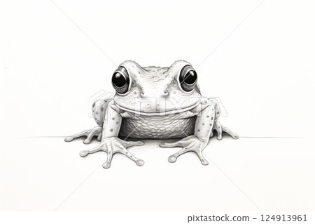 Frog is sitting on a white background 124913961