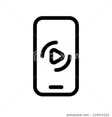 Smartphone screen showing video loading or buffering circular icon Smartphone screen showing video loading or buffering circular icon 124914161