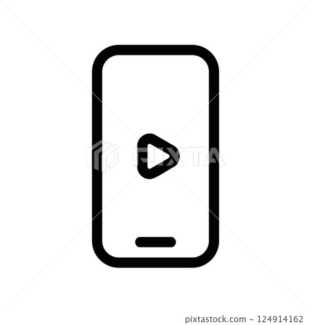 Smartphone display with a play button icon for media playback start Smartphone display with a play button icon for media playback start 124914162