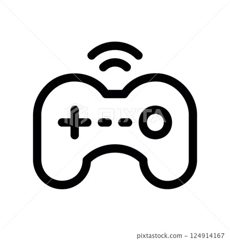 Wireless game controller icon with signal waves for remote playing Wireless game controller icon with signal waves for remote playing 124914167