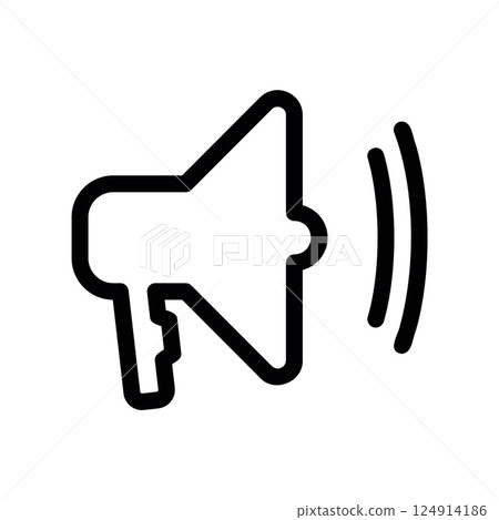 Megaphone icon with dual sound waves suggesting moderate sound output Megaphone icon with dual sound waves suggesting moderate sound output 124914186