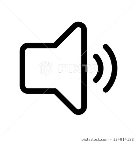 Speaker symbol with two sound waves representing medium audio volume level Speaker symbol with two sound waves representing medium audio volume level 124914188