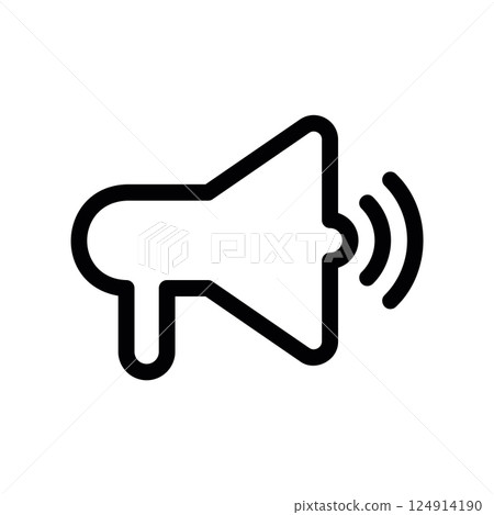 Handheld amplifier icon showing sound projection with two signal waves Handheld amplifier icon showing sound projection with two signal waves 124914190