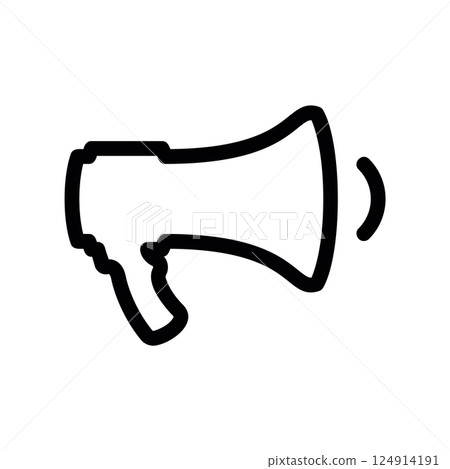 Loudhailer icon with single sound curve indicating minimal sound output 124914191