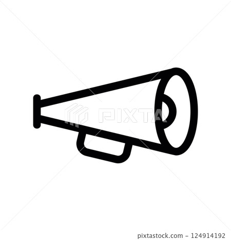 Geometric outline icon of a simple bullhorn for sound direction symbol Geometric outline icon of a simple bullhorn for sound direction symbol 124914192