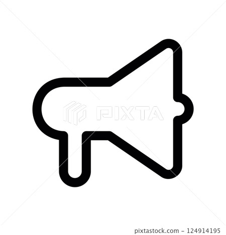Simple line drawing icon of a bullhorn used for public announcements tool 124914195