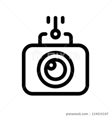 Front view security camera icon with active signal indicator on top symbol 124914197
