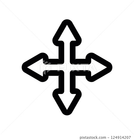 Four directional arrow cross symbol for movement, navigation or expansio Four directional arrow cross symbol for movement, navigation or expansio 124914207