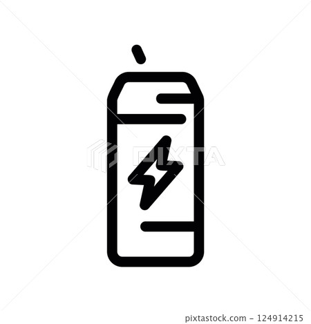 Energy drink can icon with lightning bolt symbol for revitalization beverage 124914215