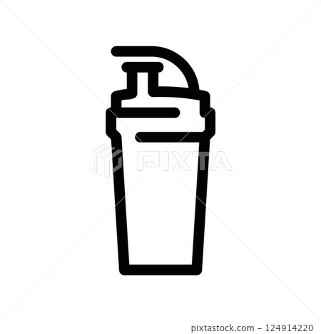 Sports shaker bottle outline icon for mixing protein or supplement drinks Sports shaker bottle outline icon for mixing protein or supplement drinks 124914220