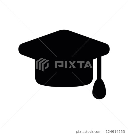 Graduation cap or mortarboard solid icon symbolizing academic achievement icon Graduation cap or mortarboard solid icon symbolizing academic achievement icon 124914233