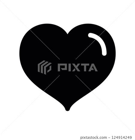 Classic solid black heart symbol representing love or life 124914249