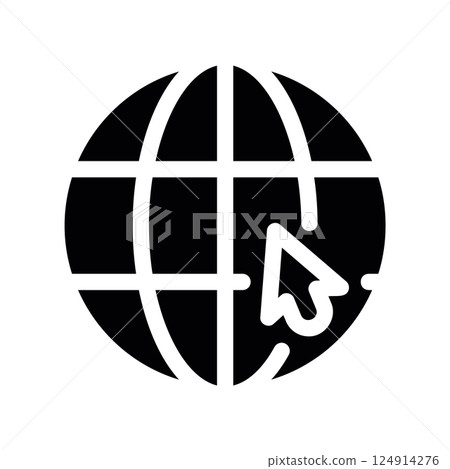 Globe icon with cursor representing internet browsing access Globe icon with cursor representing internet browsing access 124914276
