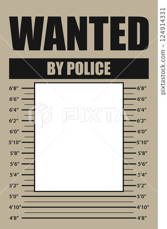 Wanted by police with mugshot and place for photo 124914331