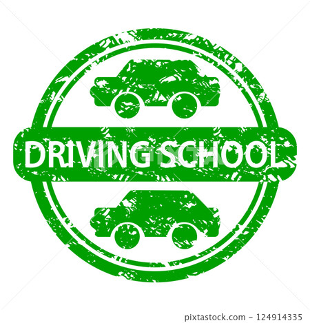 Driving school rubber stamp, professional traffic transportation 124914335