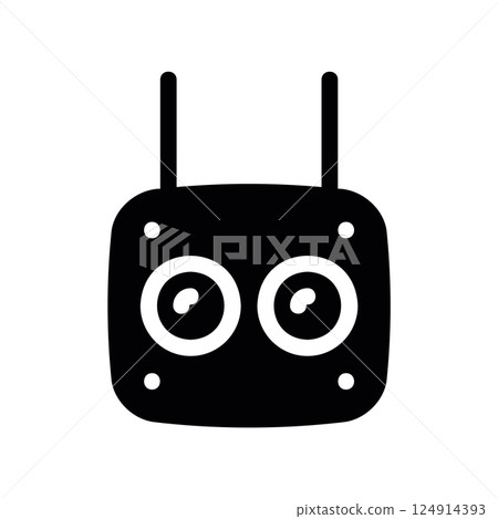 Wireless remote control device with antennas and buttons icon 124914393