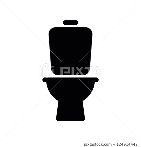 Standard ceramic toilet bowl icon for restroom facility symbol 124914442