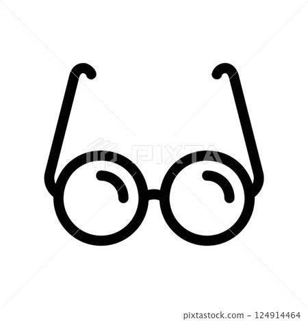 Round spectacles outline with lens reflection suggesting clarity perspective Round spectacles outline with lens reflection suggesting clarity perspective 124914464