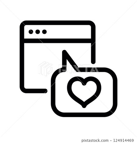 Outline of digital message bubble with heart symbol expressing affection clearly Outline of digital message bubble with heart symbol expressing affection clearly 124914469