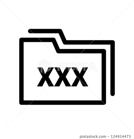 Outline folder icon marked indicating restricted or adult digital content access Outline folder icon marked indicating restricted or adult digital content access 124914473