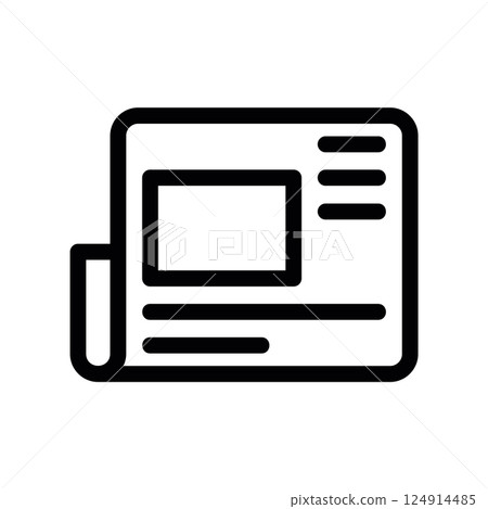 Outline icon representing newspaper layout for print media information clearly 124914485