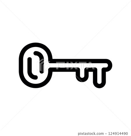 Simple outline key icon symbol for access unlocking or finding solutions clearly Simple outline key icon symbol for access unlocking or finding solutions clearly 124914490