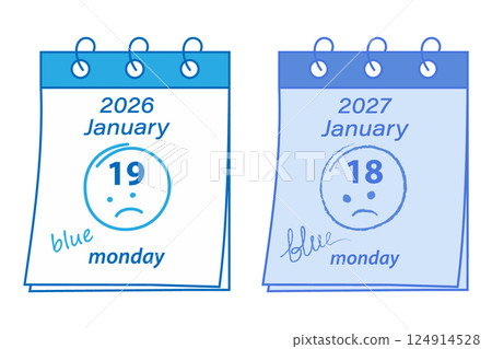 Calendar Spring bound pages 2026 January 19 2027 January 18 Freehand Stroke the Date Lettering blue 124914528