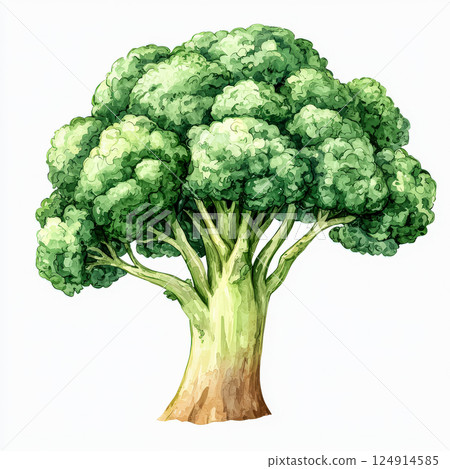 Large green broccoli tree with many branches. 124914585