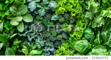 Heart made of vegetables including broccoli, cucumbers, and peppers. 124914711