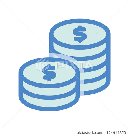 A simple drawing highlighting the subject stack of coins 124914853