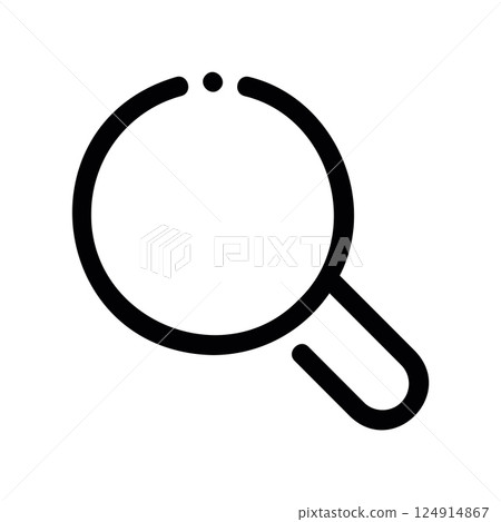 A minimal symbol representing a subject magnifying glass search 124914867