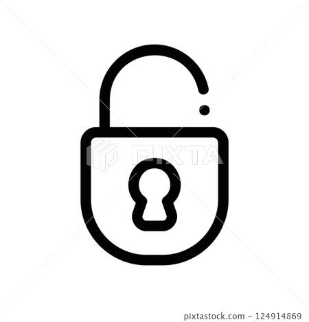 A minimal symbol representing a subject padlock, keyhole 124914869