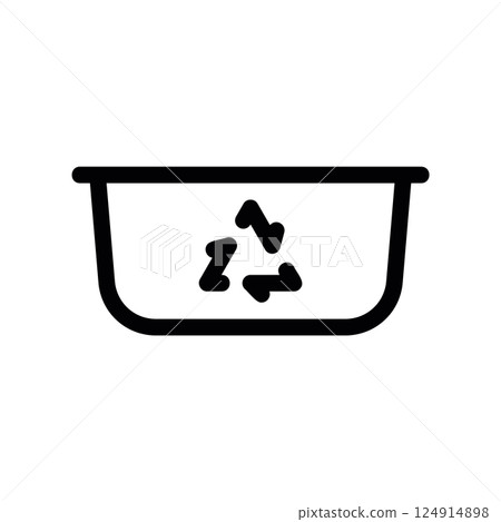 Outline simple basin or tub with recycling symbol waste segregation collection point clearly 124914898