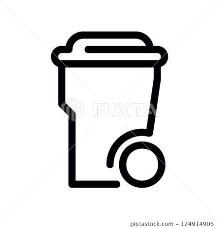 Wheeled waste container icon for disposal and sanitation management 124914906