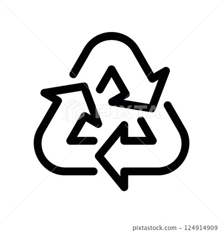 Universal recycling symbol icon indicating recyclable materials awareness Universal recycling symbol icon indicating recyclable materials awareness 124914909