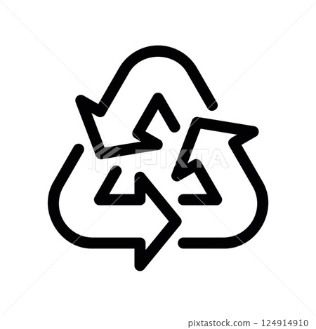 Classic three arrow loop recycling emblem for eco conscious processing Classic three arrow loop recycling emblem for eco conscious processing 124914910