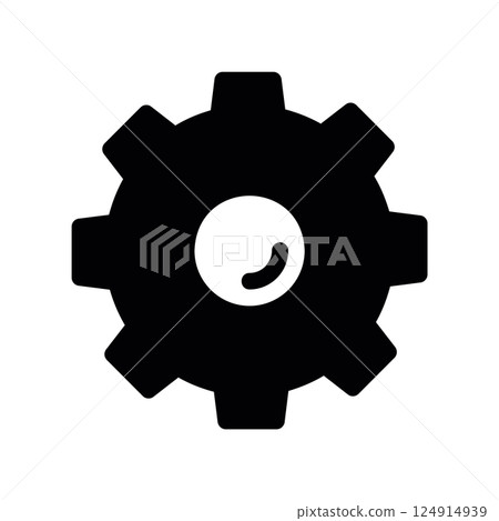 Solid gear or cogwheel icon symbolizing settings, options, or mechanical process 124914939