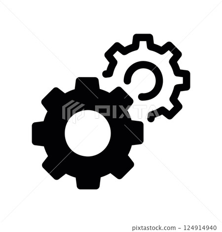 Two interlocking gears icon representing interaction, process, or configuration settings 124914940