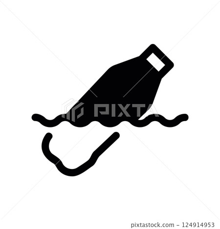 Discarded plastic bottle floating in water representing environmental pollution waste Discarded plastic bottle floating in water representing environmental pollution waste 124914953