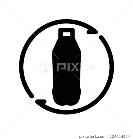 Plastic bottle within recycling arrows icon promoting reuse and sustainability 124914954