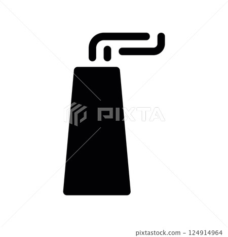 Industrial smokestack icon symbolizing factory emissions output or chimney structure Industrial smokestack icon symbolizing factory emissions output or chimney structure 124914964