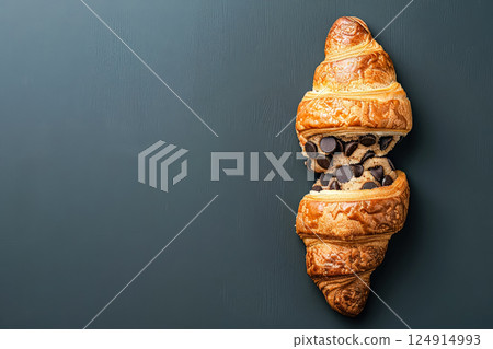 Chocolate croissant with a hole in the middle 124914993
