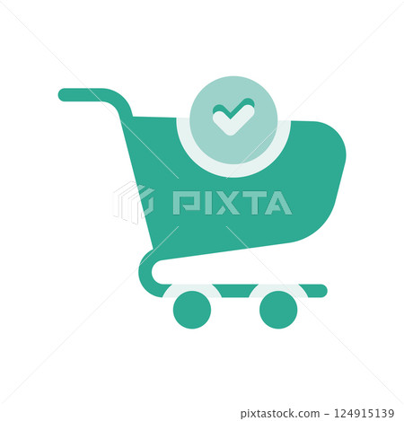 A minimalistic symbol reflecting the essence of the shopping cart, paid A minimalistic symbol reflecting the essence of the shopping cart, paid 124915139
