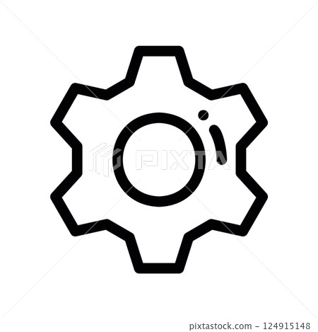 A minimal symbol representing a subject Gear Icon A minimal symbol representing a subject Gear Icon 124915148
