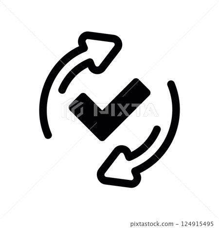 Circular arrows icon symbolizing successful update synchronization or refresh completed 124915495