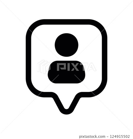 Social media icon indicating a user profile interaction or notification bubble Social media icon indicating a user profile interaction or notification bubble 124915502