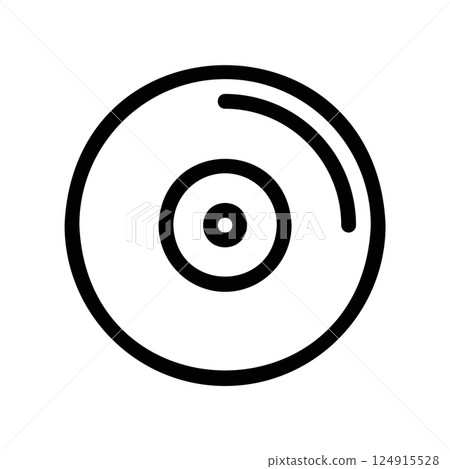 Line icon graphic portraying a standard digital optical disc medium Line icon graphic portraying a standard digital optical disc medium 124915528