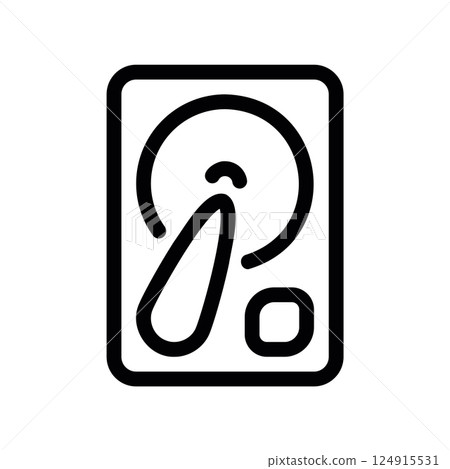 Simplified internal view icon of a traditional magnetic hard disk drive Simplified internal view icon of a traditional magnetic hard disk drive 124915531
