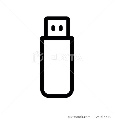 Line icon showing a universal serial bus flash drive for portable data storage and transfer 124915540